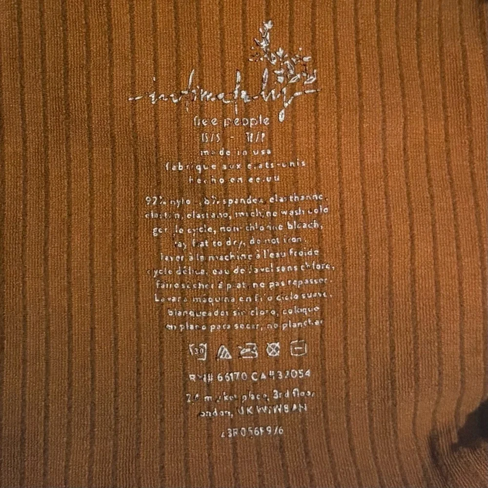 FREE PEOPLE Intimately Seamless Crop Tank Brown Ribbed Cutout Cami Top XS/S